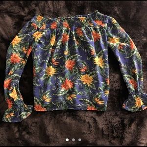 GUESS floral off the shoulder top